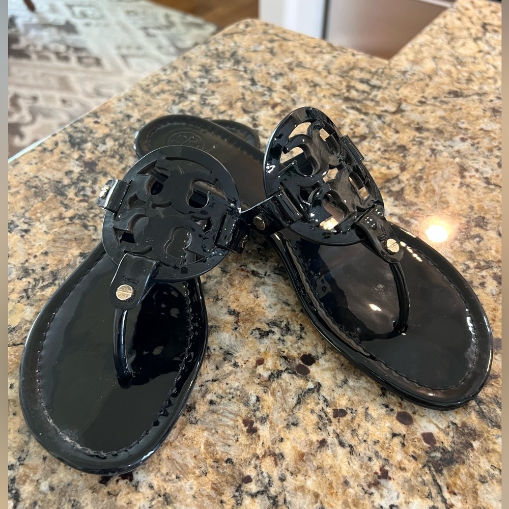 Black Patent Tory Burch Miller Sandals